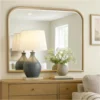 Lno Dresser Mirror, Beige Oak Wood Frame, Rectangular 36 Inch
