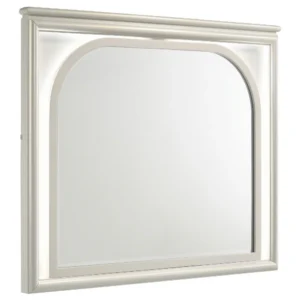 Ory Dresser Mirror, Touch LED Lighting, Pearl White Wood, 36 Inch