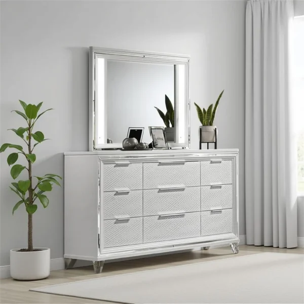 BM338046_5 Mory LED Dresser Mirror, Touch Lighting, White Wood Frame, 36 Inch