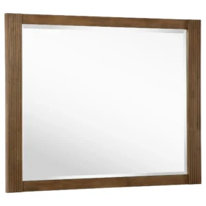 Reon Dresser Mirror, Ash Brown Wood Frame, Vertical Fluting, 38 Inch
