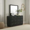 BM338137_5 Cavy Dresser Mirror, Rounded Corners and Flat Glass, Black Melamine