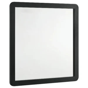 Cavy Dresser Mirror, Rounded Corners and Flat Glass, Black Melamine