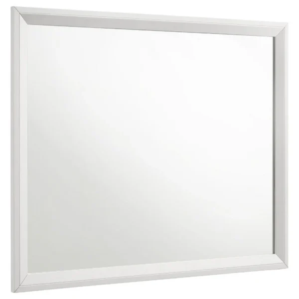 BM338140_7649be42-c950-469b-9f0a-753d23cd6a32 Noro Dresser Mirror with Slim Trim, Open Mitered Corners, White Wood