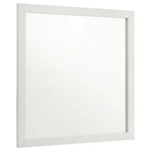Dex Rectangular Dresser Mirror, Non-Beveled Glass, White Wood-Melamine