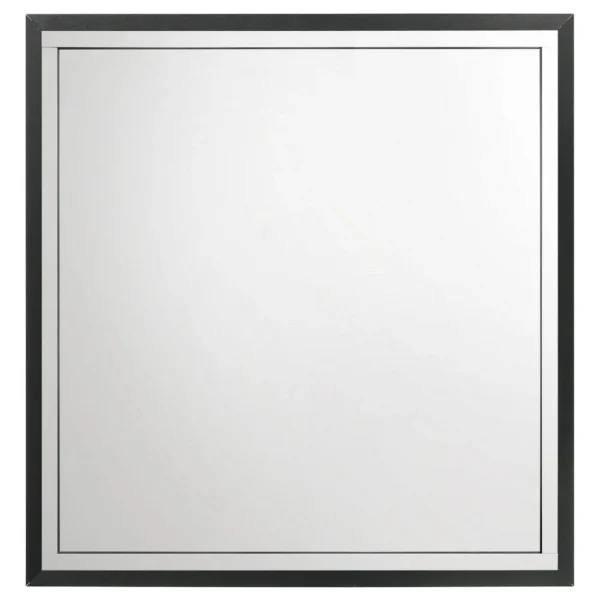 Jenny Square Dresser Mirror, Polished Chrome Trim, Black Wood-Melamine