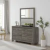 BM338146_5 Reay Rectangular Dresser Mirror, Flat Glass Design, Oak Brown Wood