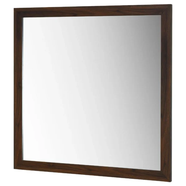 BM338147_2_383391ba-65d3-455d-98d2-94e5adc176c1 Yels Dresser Mirror, Squared Corners, Flat Glass Design, Brown Wood