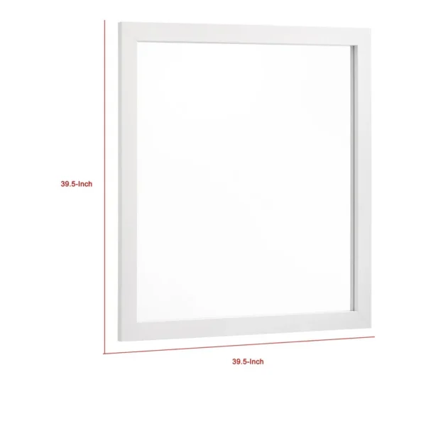 Dle Rectangular Dresser Mirror, Flush Frame, Flat Glass, White Wood