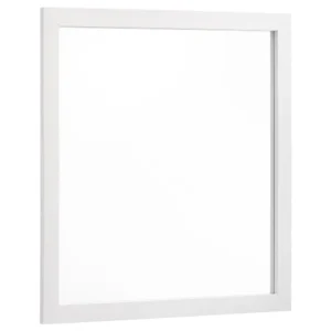 Dle Rectangular Dresser Mirror, Flush Frame, Flat Glass, White Wood