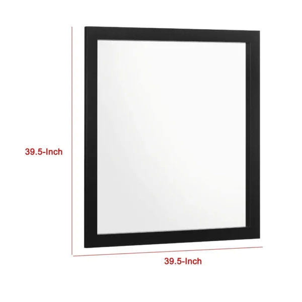 Dle Rectangular Dresser Mirror, Flush Frame, Flat Glass, Black Wood