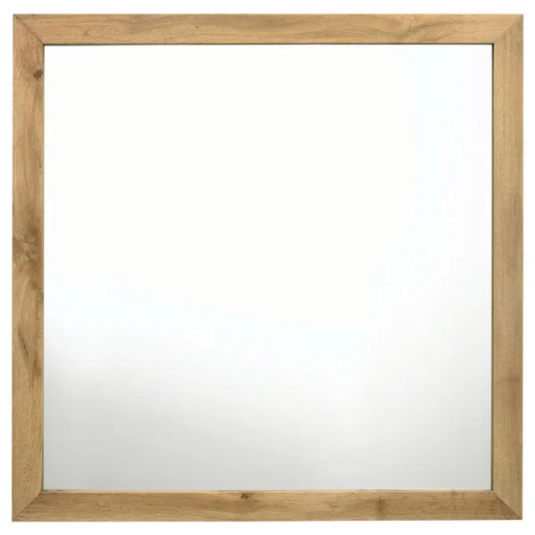 Wemy Rectangular Dresser Mirror, Flat Glass Design, Natural Pine Wood