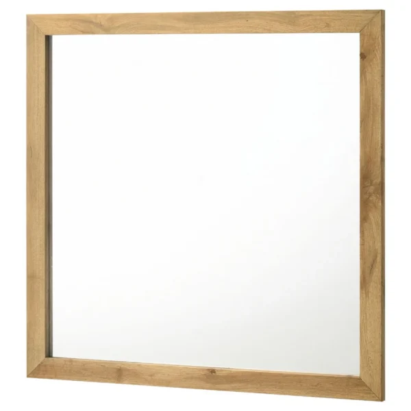 Wemy Rectangular Dresser Mirror, Flat Glass Design, Natural Pine Wood