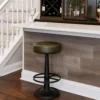 Isha Dining Chair Set of 2, Light Brown Faux Leather, Black Iron Legs