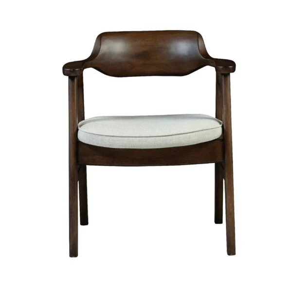Zsy Dining Armchair, Sand White, Java Brown Birch Wood, Curved Back