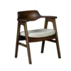 Zsy Dining Armchair, Sand White, Java Brown Birch Wood, Curved Back