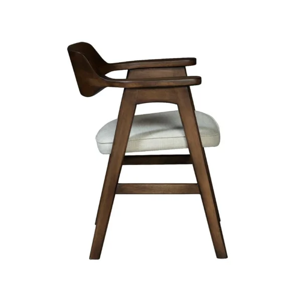 Zsy Dining Armchair, Sand White, Java Brown Birch Wood, Curved Back