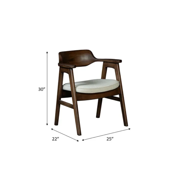 Zsy Dining Armchair, Sand White, Java Brown Birch Wood, Curved Back