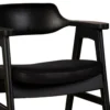 Zsy Dining Armchair w Curved Back, Black Birch Wood and Faux Leather