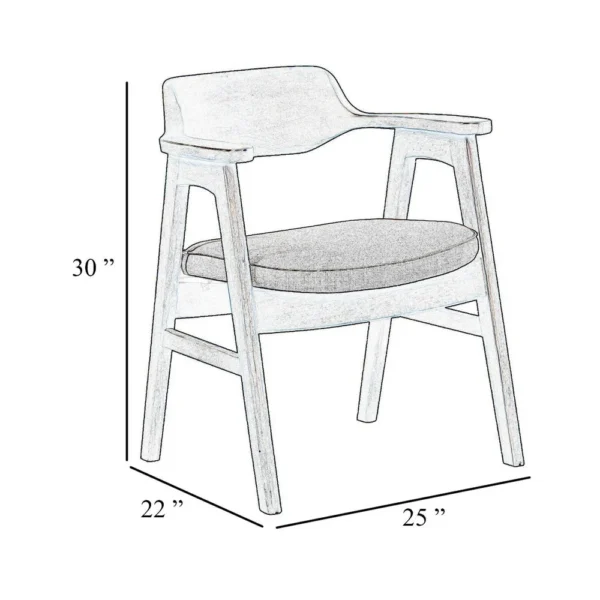 Zsy Dining Armchair w Curved Back, Black Birch Wood and Faux Leather