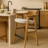 BM338203_5 Zsy Barstool Chair w Curved Back, Natural Brown Birch Wood, Anew Gray