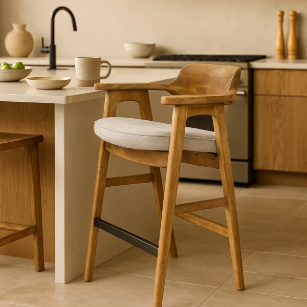 BM338203_5 Zsy Barstool Chair w Curved Back, Natural Brown Birch Wood, Anew Gray
