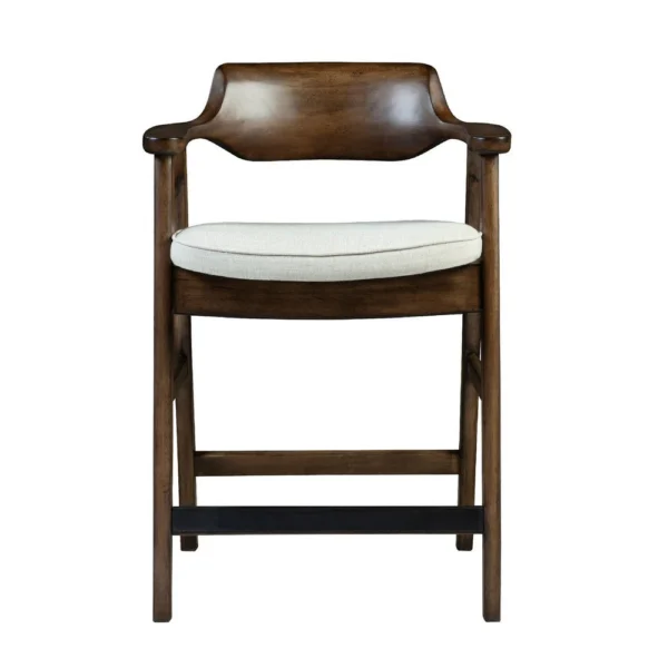 Zsy Counter Stool Chair, Open Back, Java Brown Birch Wood, Sand White