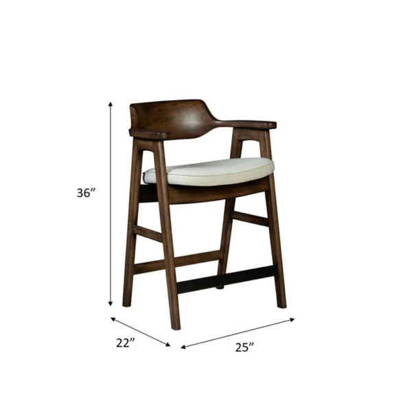 Zsy Counter Stool Chair, Open Back, Java Brown Birch Wood, Sand White