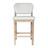 Fela Counter Stool Chair, Ivory White and Back, Natural Brown Wood