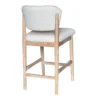 Fela Counter Stool Chair, Ivory White and Back, Natural Brown Wood