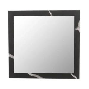 Cid Exie Mirror, 39 Inch Matte Brown Veneer Frame, Silver Accents