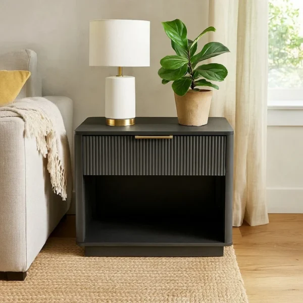 BM338302_6 Noe Celia Nightstand, Retro Gray Rubberwood and Faux Wood, 32 Inch