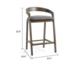 Cid Lenn Counter Stool Chair Set of 2, Gray Fabric, Curved Brown Rubberwood