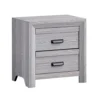 Laide Nightstand with 2 Drawers, Cup Handles, Gray Driftwood Finish Wood