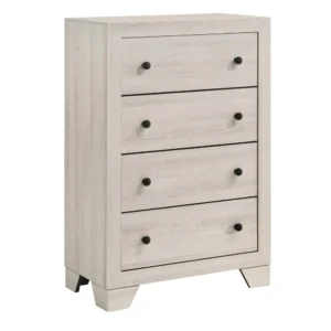 Cuzzy Tall Dresser Chest with 4 Drawers, Natural White Wood