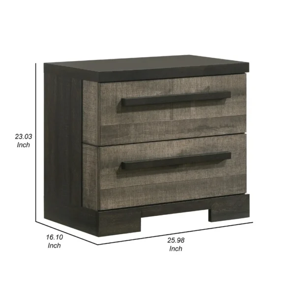 BM338405_4_9619052f-0d21-4255-838c-6508179494fb Ruthe Nightstand with 2 Drawers, Wide Top, Ebony Black, Gray Wood