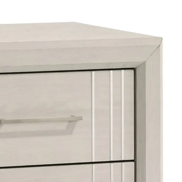 BM338424_1_215e2fee-acf4-41f2-854b-bbd407161ff6 Charie Nightstand with 2 Drawers, Tapered Legs, Silver Metal, White Wood