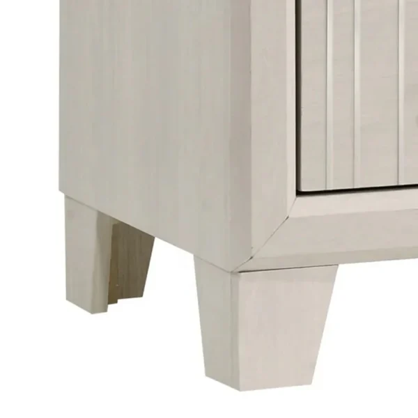 BM338424_3_6ff5ec8c-f643-4d2b-8735-f45e220e18ad Charie Nightstand with 2 Drawers, Tapered Legs, Silver Metal, White Wood