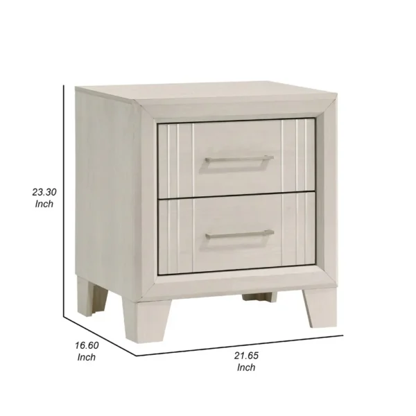 BM338424_4_11da8c92-97b1-4759-a65d-abdb3fa5a2b9 Charie Nightstand with 2 Drawers, Tapered Legs, Silver Metal, White Wood