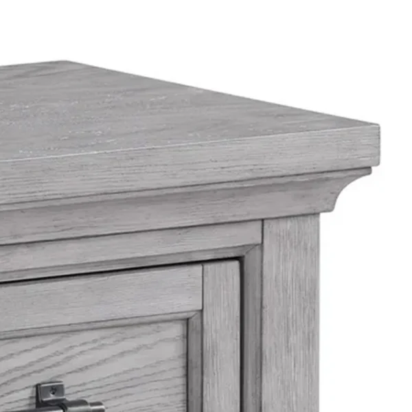 Bix Nightstand, 2 Dovetail Drawers, Bronze Handles, Light Gray