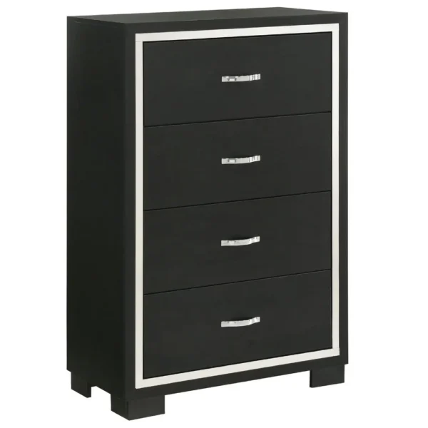 BM338468_4b1d31b6-bd14-4805-9de8-f52742c843a1 Geny Tall Dresser Chest, 4 Drawers, Silver Trim and Metal Handles, Black