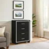 BM338468_5 Geny Tall Dresser Chest, 4 Drawers, Silver Trim and Metal Handles, Black