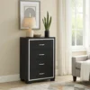 BM338468_6 Geny Tall Dresser Chest, 4 Drawers, Silver Trim and Metal Handles, Black