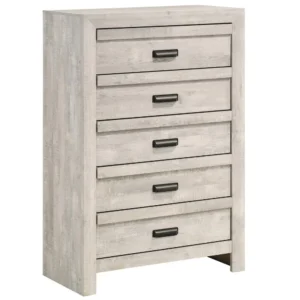 Velz Tall Dresser Chest, 5 Drawers, Finger Pull Handles, Weathered Beige