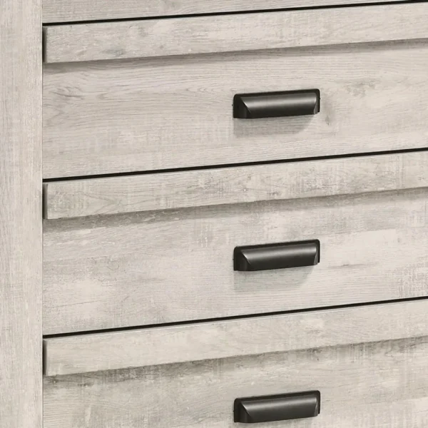 Velz Tall Dresser Chest, 5 Drawers, Finger Pull Handles, Weathered Beige