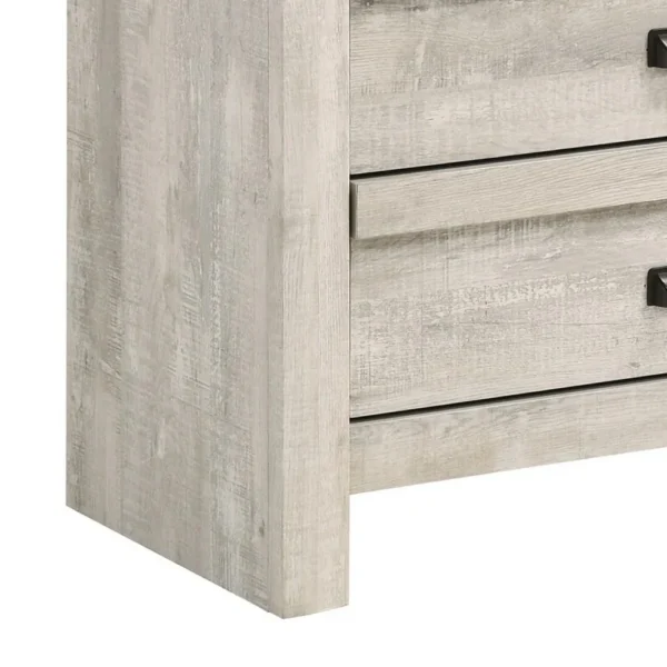 Velz Tall Dresser Chest, 5 Drawers, Finger Pull Handles, Weathered Beige