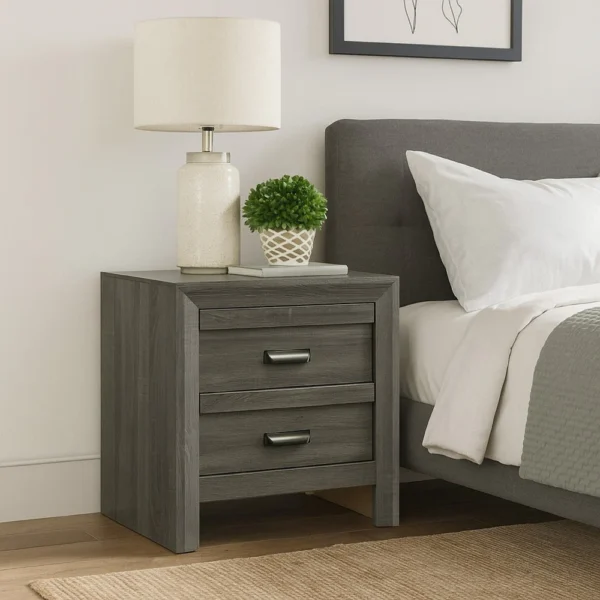 BM338480_5_e1bd340a-1b37-4721-8748-a8a9be6b5429 Velz Nightstand, 2 Drawers, Metal Finger Pull Handles, Dark Gray Wood