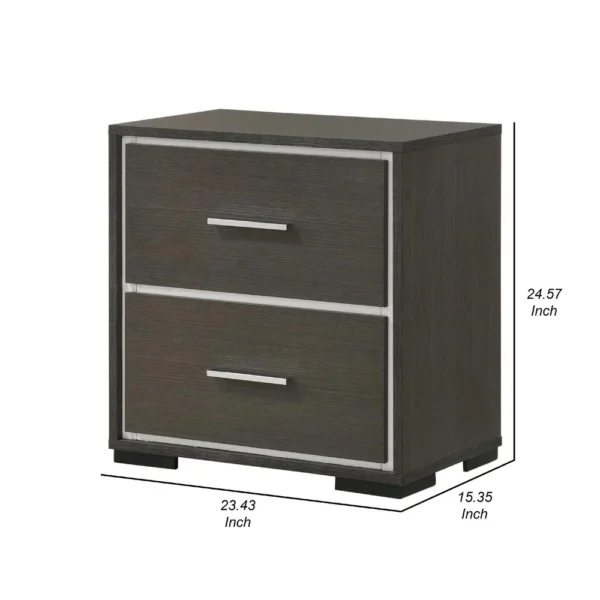 BM338488_4_c99313b0-79bb-46a0-a510-8ee187663f68 Hez Nightstand, 2 Drawers, Silver Trim, Modern Dark Brown Finish