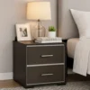 BM338488_5_48474eb7-27db-4a80-92d3-3598e95b669e Hez Nightstand, 2 Drawers, Silver Trim, Modern Dark Brown Finish