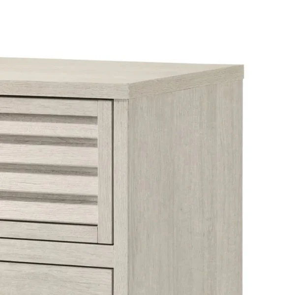 Sary Nightstand, 2 Drawers, Black Finger Handles, Off White Wood