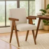 BM338521_5 Cid Jose Dining Chair Set of 2, Beige Polyester, Walnut Brown Wood